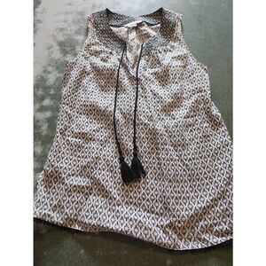 Boden Black and white floral tie neck sleeveless blouse sz 4